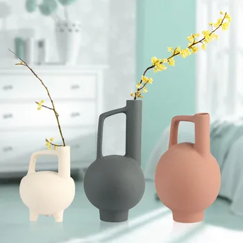 Morandi virdulys formos keramikos vaza kūrybinės Europos namų dekoravimo, cementas tekstūros keramikos vaza, keramikos, rankdarbių papuošalai