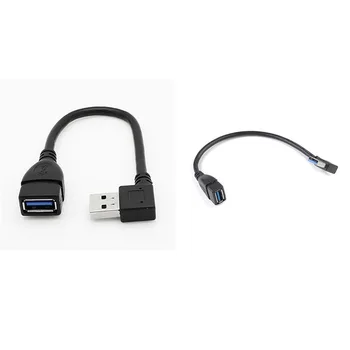 1 Pora USB 3.0 Teisę Kairysis Kampas 90 Laipsnių ilgiklis Vyrų ir Moterų Adapterio Laidas Duomenų