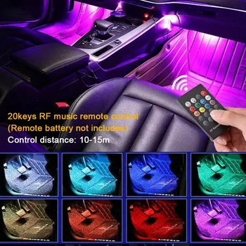 RGB Neoninės Šviesos diodų (LED Juostelės, Aplinkos Šviesos Muzikos APP Nuotolinio Valdymo Automobilio Salono Atmosferą Lengvųjų Automobilių Stilius, Dekoratyvinis 8colors