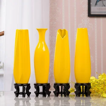 30CM Prabanga Europoje Geltona Keramikos Vaza Namų Dekoro Kūrybinis Dizainas Porceliano Dekoratyvinių Gėlių Vaza, Vestuvių Dekoravimas