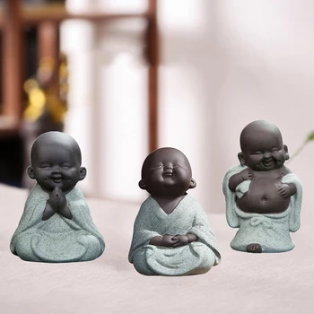 Keramikos Mažai Cute Baby Budos Statula Vienuolis Statulėlės Budos Figūrėlės Namų Dekoro Kūrybos Kūdikis Amatų Lėlės, Papuošalai