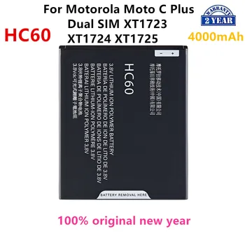 100% Originalus HC60 4000mAh Baterija Motorola Moto C Plus Dual SIM XT1723 XT1724 XT1725 Mobiliojo telefono Baterijas