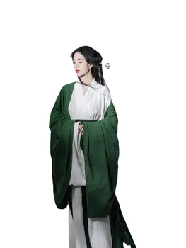 Moterų Han Kinų Apranga Wei ir Jin Stilius Super Pasakų Didelis Rankovės Medvilnės ir Lino Senovės Kostiumas Lauko Kelionės Fotografavimas