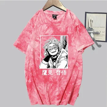 Mano Herojus akademinės bendruomenės Kaklaraištis dažyti marškinėliai Hawks Spausdinti Moterys Vyrai Atsitiktinis Negabaritinių Prarasti MHA Anime Crewneck Tee Streetwear Viršuje 2021