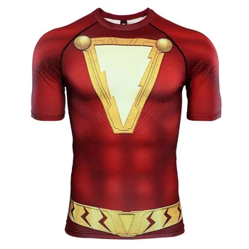 Vyrų Superhero Cosplay trumparankoviai marškinėliai Vasaros Mados Sporto Treniruoklių Quick Dry Stora T-shirt Raudona 