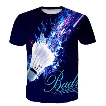 Vasarą Naujų Badmintonas 3D Spausdinimo vyriški T-shirt Lauko Sporto Gatvės trumparankoviai Mados O-kaklo Negabaritinių Greitai-džiovinimo Viršuje 7XL