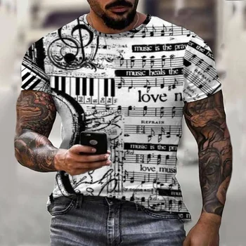 Pop Muzika, Pianino Klavišas Pažymi, T marškiniai Vasaros Mados Harajuku T-Shirt Vyrams Drabužių Streetwear trumpomis Rankovėmis Viršūnes Tees Camisetas