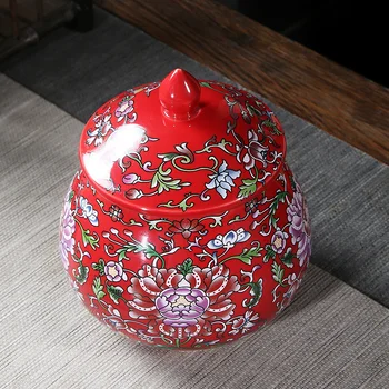 Kinų Stiliaus Emalio Spalvos Porceliano Arbatinukas Uždaromos Caddy Saldainiai Uždaromos Saugojimo Jar Retro Keramikos Uždaromos Puodą Arbatos Dėžutė Bakas