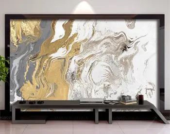 Individualizuotos fono paveikslėlį aukso lapų kraštovaizdžio TV, sofa fono sienos marmuro geometrinis fone freskomis namų puošybai 3d tapetai