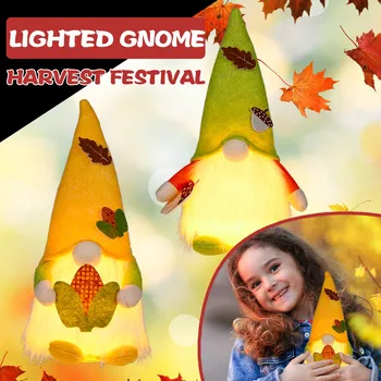 Padėkos Gnome Lėlės Beveidis Derlių Namuose Festivalis Apšviesta Saulėgrąžų Dekoras Apdailos & Stringa Šiuolaikinės Statula