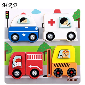 Medinės 3D Dėliones, Vaikams, Žaislų, Animacinių filmų gyvūnų eismo švietimo Dėlionės Montessori Dydis 18 *18 * 2.5 cm žaislas vaikams