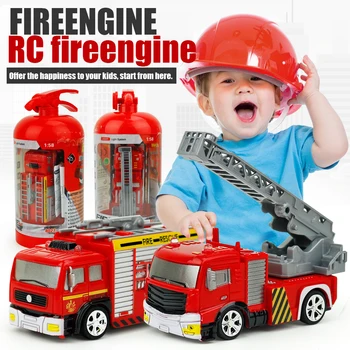 RC Automobilių Modeliavimo Mini Gaisrinės Fire Truck Vaikų Žaislas Įkraunamas Nuotolinio Valdymo Kopėčių RC Gaisro Sunkvežimių Žaislai