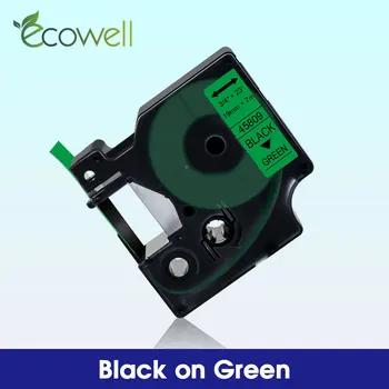 Ecowell Juoda Žalia Suderinama Dymo D1 45809 19mm*7m etiketės juostelė dymo MobileLabeler LabelWriter 450 Duo 360D 420P 300