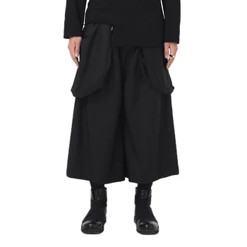 Vyriški Apkarpyti Kelnės Juoda Kišenė Plati Koja Kelnės Laisvalaikio Kelnės Tamsiai Yammoto Street Wear Plus-size kilimo ir tūpimo Tako Rodyti