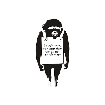 Įspūdingi meno lipdukai Bankai beždžionė juoktis, išskirtinės gyvenimo kambario sienos lipdukai