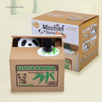 Panda Monetų Dėžutė Vaikams Pinigų Banko Automatizuotas Katė Vagis, Pinigų Dėžės Žaislų Dovana Vaikams Monetos Piggy Pinigų Taupymo Dėžutė