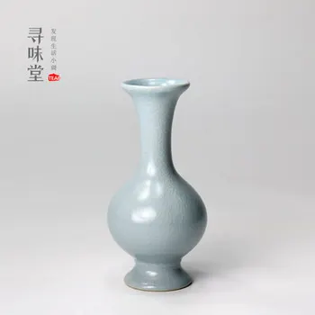 Keramikos Vaza, Autentiški Dangus Mėlynas Krosnies Maža Vaza Retro Aukštos kokybės Gėlių Įterpti Darbalaukio Arbatos Ceremonija Mažas puošyba