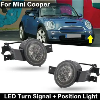 2vnt Fro Mini Cooper, R50, R52, R53 2-IN-1 Aukšto Ryškumo Automobilių Priekiniai Gintaro LED Posūkio Signalo Lemputė Ir Balta gabaritinis Žibintas,