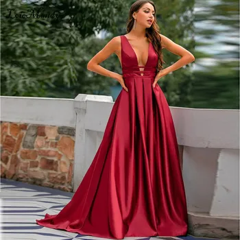 Raudona V-kaklo, Vakaro Suknelės Ilgai 2022 Oficialų Valymo Traukinio Promenadzie Suknelė Šalies Moterų Plus Size Vestidos de fiesta para bodas