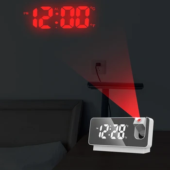L Projection Alarm Clock Daugkartinio naudojimo Skaitmeninis Laikrodis-Žadintuvas su Dideliais 7.3