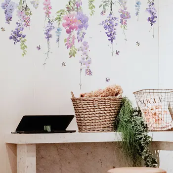 Nauji augalai, gėlės ir drugeliai, dekoratyvinės sienų lipdukai kūrybos sienų lipdukai vaikų kambarį miegamasis
