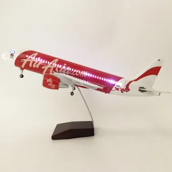 Air Asia A320 Balso Kontrolės LED Metalo Orlaivio Modelis 46cm Aviacijos Kolekcines Diecast Miniatiūriniai Ornamentu Suvenyrų