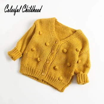 Žavinga kamuolys dizaino megztinis berniuko/mergaitės ilgomis rankovėmis mezgimo outwear kūdikiams, vaikams, stalviršiai, rudenį, žiemą, vaikų outwear