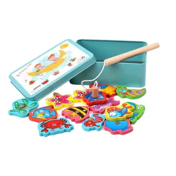 Magnetinės Medinės Kūdikių Žvejybos Žaislas Vaikams Namų Modeliavimas Vandenyno Intelektinės Žuvų Žaidimas Žaislas