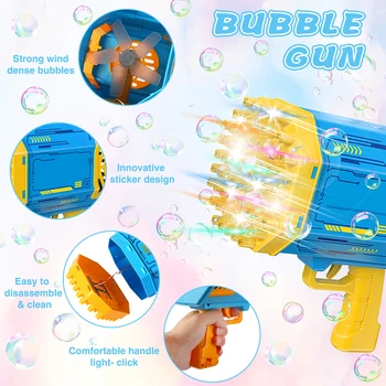 Bubble Gun Raketų 69 Skylių Muilo Burbulus kulkosvaidis Formos Automatinė Pūstuvas Su Šviesos Žaislai Vaikams Pomperos Vaikų Dienos Dovanų