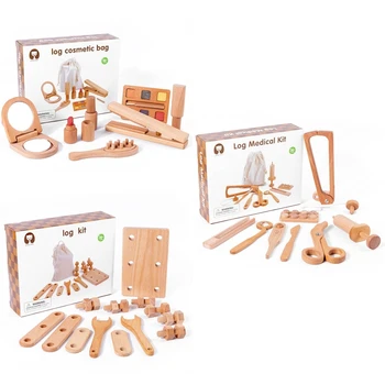 Montessori Žaislas Vaikams Rinkinys/Kosmetikos Atveju/Slaugytojo Vaidmuo Žaisti Medinė Dėlionė Jutimo Nušvitimą Žaislas Vaikams Įdomus Veikla G2AE