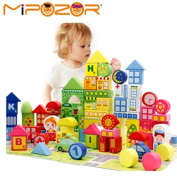 MIPOZOR 160Pcs Medinė Dėlionė Dizaineris Modelis Pastatas, Miesto Kelių Galvosūkiai Vaikams mokomieji Žaislai 