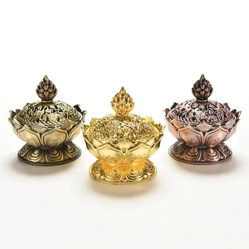 Aukso Spalvos Kolekcionavimas Tibeto Lotus Smilkalų Degiklis Lydinio, Bronzos Mini Smilkalų Degiklis Incensory Metalo Amatų Namų Dekoro