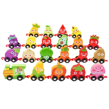 Medienos Spalvinga Vaisių Numeris Traukinio Žaislų Montessori Švietimo Žaislai Mažiems Vaikams Animacinių Filmų Skaitmeninis Automobilių Žaislai Mokymosi Skaičiuoti