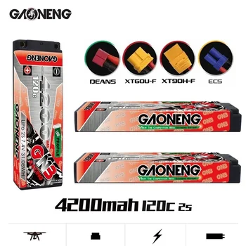 1-2vnt Originalus Gaoneng GNB 4200MAH 2S 7.4 V 120C FPV Lipo Baterija Ilgai Plonas kietas lukštas, Off-road Automobilių Valtis Baterijos