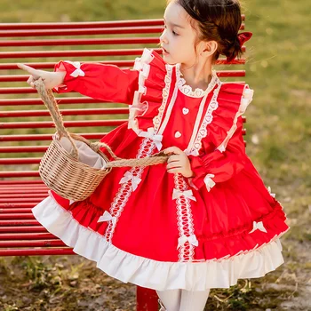 Rudenį Naujų Mergaičių Lolita Sijonas Artimųjų ir Vaikų Vienerių Metų Princesė Dress ispanų Vaikų Suknelė