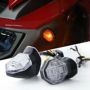 2VNT Mini LED Motociklo Posūkio Signalo Indikatorius, Indikatorių Šviesos Gintaro Trikampis DRL Žibintai posūkio Žibintas Honda juoda riding100