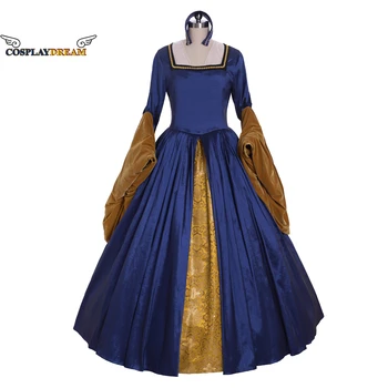 Tiudorų 2 Sezonas Anne Boleyn Cosplay Kostiumas Suknelė Moterims, Tamsesnės Mėlynos, Aukso Suknelė Istorinių Tudor Vakarinę Suknelę Užsakymą