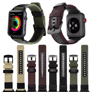 Nailono ir Odos Dirželis Apple Watch Band 41mm 45mm 44mm 42mm Drobės Audiniai Riešo Apyrankę Watchband už Iwatch Serija 7