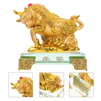 Statula Statulėlės Bullanimal Dervos Jautis Pasisekė Kinijos Galvijų Figūrėlės Wall Street Skulptūrų Likimo Kambarį Aukso Ornamentu 