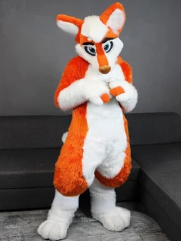 Oranžinė Haskis Fox Vidutinio ir Ilgo Kailio Talismanas Kostiumas Pėsčiomis Helovinas Kostiumas, Cosplay