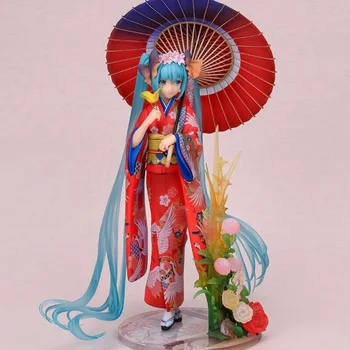 23cm Asorti Kimono Hatsune Miku Statulėlės Wafuku Mergaitė Su Skėtis Anime PVC Modelis