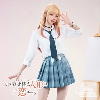 Kitagawa Marin Cosplay anime Mano Dress-Up Numylėtinis kasdien mokykloje vienodai saldus pledas trumpas sijonas kostiumas E