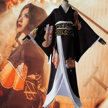 Demon Slayer Kimetsu Nr. Yaiba Cosplay Kibutsuji Muzan Kostiumas Moterims Vyrai Juodas Kimono Vienodas Su Perukas Šalies tarnaitė cosplay