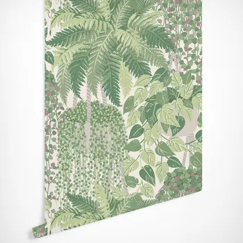Paparčio sodų Tapetai, didžiosios Britanijos botanikos vertus-lydyti Žalia ir Alyvuogių Lapų Tapetai, skandinaviško stiliaus