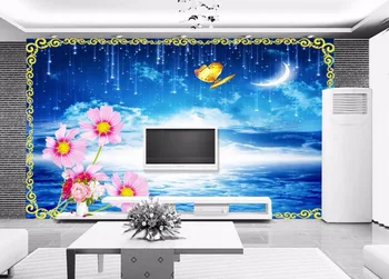 Custom 3D tapetai sienos 3 d freskomis tapetai Nakties lake view tv foną, sienos popieriaus svetainės 3d tapetai apdaila