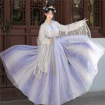 2022 Kinų Stiliaus Tradicinių Hanfu Didelis Rankovės Gradientas Blizga Princesė Hanfu Suknelė Etapo Rezultatus Kostiumas