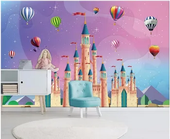 WDBH užsakymą freskos 3d foto tapetai Modernus minimalistinis klasikinis pilis karšto oro balionu, vaikų kambario tapetai sienos 3 d