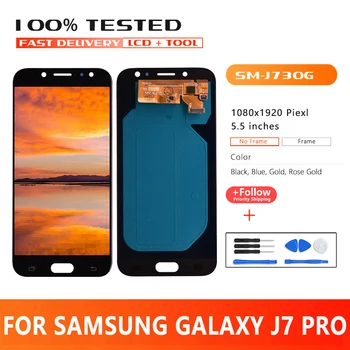 5.5 colių aukščiausios Kokybės LCD Samsung Galaxy J7 Pro 2017 J730 J730F LCD Ekranas ir Touch Ekranas skaitmeninis keitiklis Asamblėja