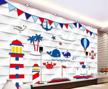 Custom papel DE parede infantil, 3D Viduržemio jūros regiono stiliaus freskomis, vaikų kambarys, svetainė, TV nustatymas sienos tapetai