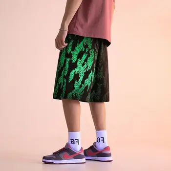 Japonijos Harajuku Hip-Hop Streetwear Negabaritinių Y2K Pusė Raišteliu Kelnės Aukštu Juosmeniu Šviesos Estetinės Baggy Y2K Šortai Vyrams